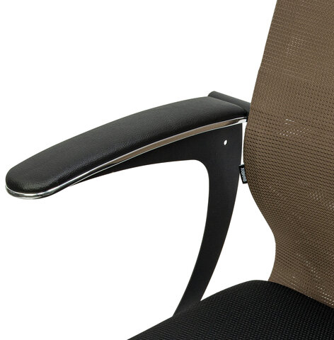 Кресло BRABIX PREMIUM "Ultimate EX-801" хром, плотная двойная сетка Х2, черное/коричневое, 532920