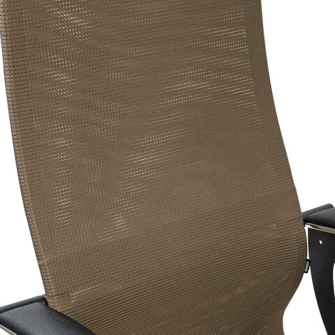 Кресло BRABIX PREMIUM "Ultimate EX-801" хром, плотная двойная сетка Х2, черное/коричневое, 532920