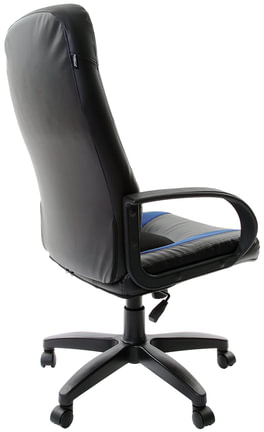 Кресло офисное BRABIX "Strike EX-525", экокожа черная, ткань черная/синяя, TW, 531380