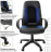 Кресло офисное BRABIX "Strike EX-525", экокожа черная, ткань черная/синяя, TW, 531380