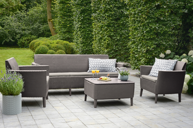 Комплект садовой мебели из ротангат Салемо трипл сет (Salemo 3 seater set) капучино