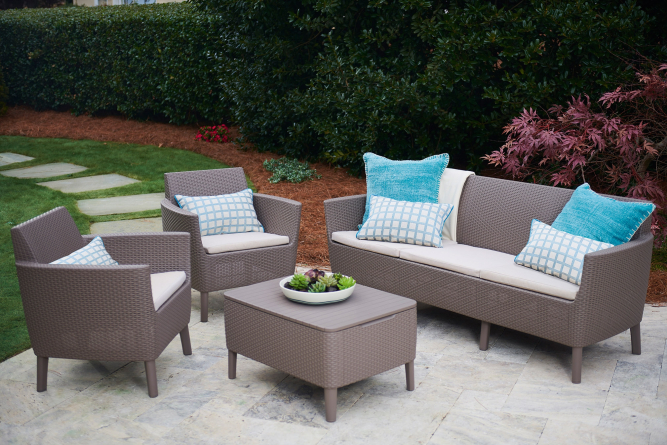 Комплект садовой мебели из ротангат Салемо трипл сет (Salemo 3 seater set) капучино