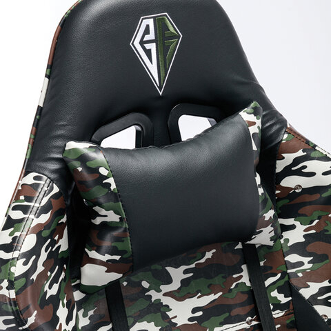 Кресло компьютерное BRABIX "Military GM-140", две подушки, экокожа, черное с рисунком милитари, 532802