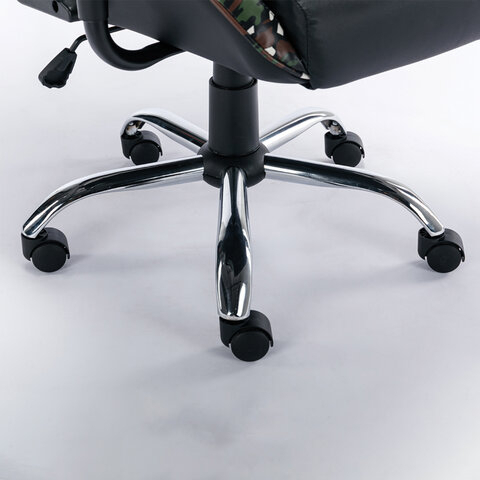 Кресло компьютерное BRABIX "Military GM-140", две подушки, экокожа, черное с рисунком милитари, 532802