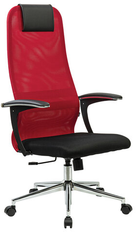 Кресло офисное BRABIX PREMIUM "Ultimate EX-801" хром, плотная двойная сетка Х2, черное/красное, 532921