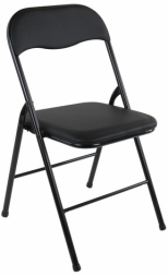 Стул складной BRABIX &quot;Golf CF-007&quot;, черный каркас, кожзам черный, гофрокороб, 533024