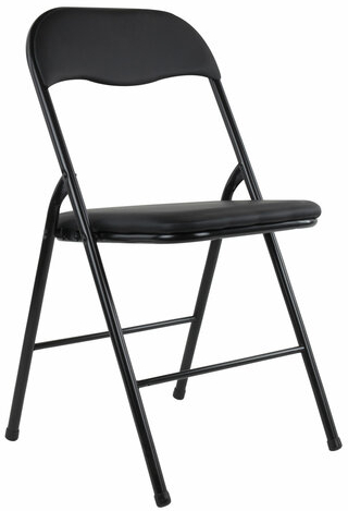 Стул складной BRABIX &quot;Golf CF-007&quot;, черный каркас, кожзам черный, гофрокороб, 533024