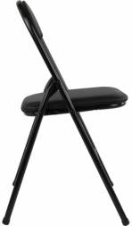 Стул складной BRABIX &quot;Golf CF-007&quot;, черный каркас, кожзам черный, гофрокороб, 533024