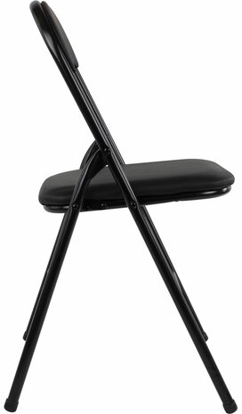 Стул складной BRABIX &quot;Golf CF-007&quot;, черный каркас, кожзам черный, гофрокороб, 533024