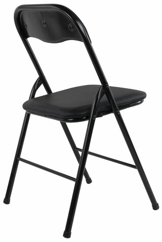 Стул складной BRABIX &quot;Golf CF-007&quot;, черный каркас, кожзам черный, гофрокороб, 533024