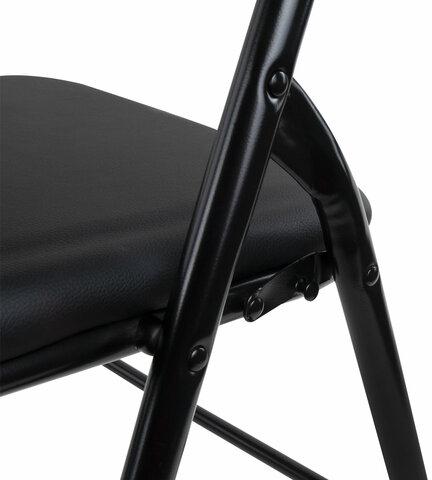 Стул складной BRABIX &quot;Golf CF-007&quot;, черный каркас, кожзам черный, гофрокороб, 533024