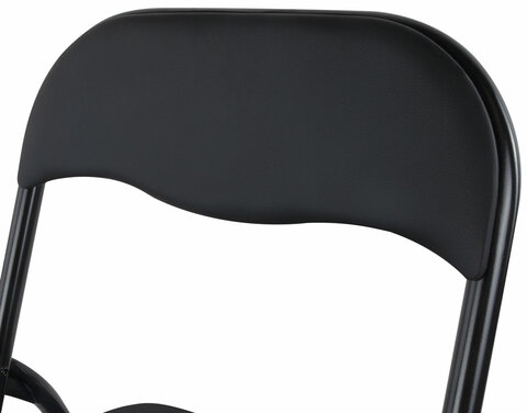 Стул складной BRABIX &quot;Golf CF-007&quot;, черный каркас, кожзам черный, гофрокороб, 533024