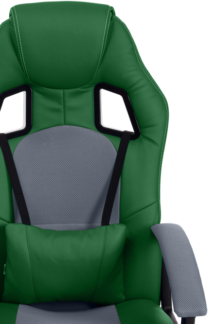 Кресло DRIVER кож/зам/ткань, зеленый/серый, 36-001/12