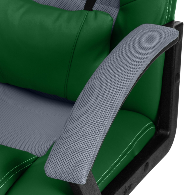 Кресло DRIVER кож/зам/ткань, зеленый/серый, 36-001/12