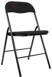 Стул складной BRABIX &quot;Golf CF-007&quot;, чёрный каркас, чёрная ткань, гофрокороб, 533025