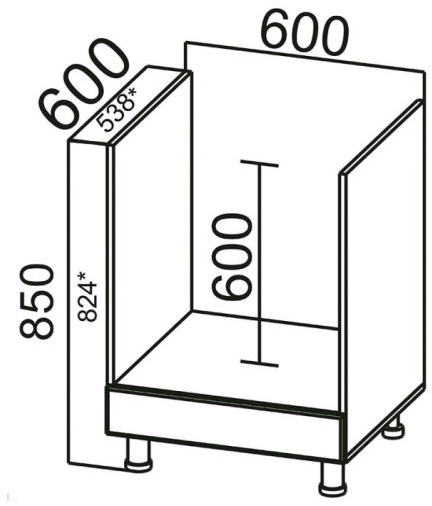 Стол-рабочий С600п (под плиту) Грейвуд