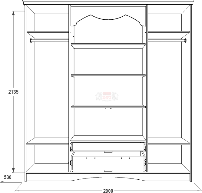 Шкаф 4-х дв. для одежды и белья Ольга 10