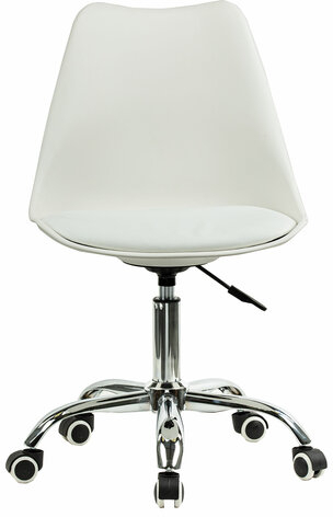 Кресло стул BRABIX "Eames MG-310 CH", хром, пластик белый, экокожа белая, 532923