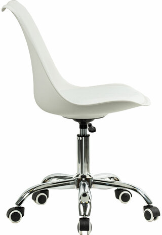 Кресло стул BRABIX "Eames MG-310 CH", хром, пластик белый, экокожа белая, 532923