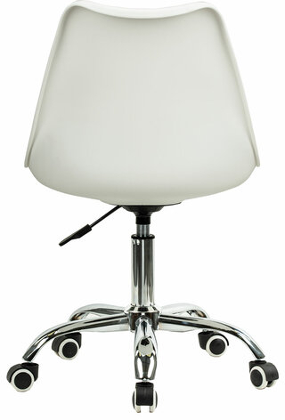 Кресло стул BRABIX "Eames MG-310 CH", хром, пластик белый, экокожа белая, 532923