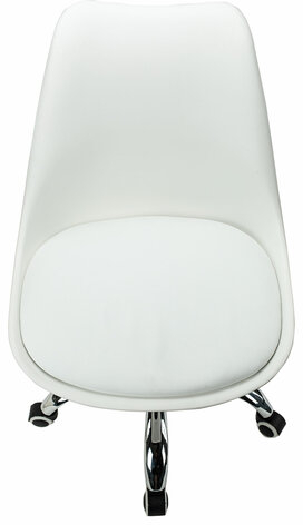 Кресло стул BRABIX "Eames MG-310 CH", хром, пластик белый, экокожа белая, 532923