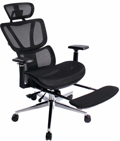 Кресло BRABIX PREMIUM "Evolution ER-700", подножка, слайдер, синхромеханизм, сетка, черное, 532947