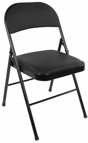 Стул складной BRABIX "Golf Plus CF-003 КОМФОРТ", черный каркас, кожзам черный, В КОРОБЕ, 533026