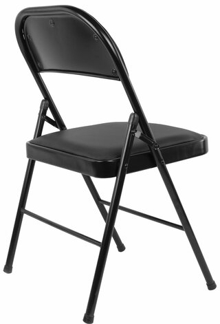Стул складной BRABIX "Golf Plus CF-003 КОМФОРТ", черный каркас, кожзам черный, В КОРОБЕ, 533026