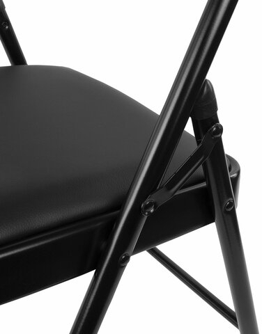 Стул складной BRABIX "Golf Plus CF-003 КОМФОРТ", черный каркас, кожзам черный, В КОРОБЕ, 533026