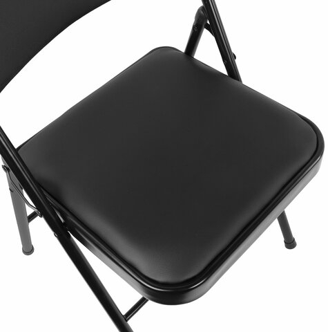 Стул складной BRABIX "Golf Plus CF-003 КОМФОРТ", черный каркас, кожзам черный, В КОРОБЕ, 533026