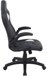 Кресло компьютерное BRABIX "Skill GM-005", откидные подлокотники, экокожа, черное/белое, 532493