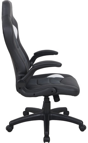 Кресло компьютерное BRABIX "Skill GM-005", откидные подлокотники, экокожа, черное/белое, 532493