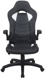 Кресло компьютерное BRABIX "Skill GM-005", откидные подлокотники, экокожа, черное/белое, 532493