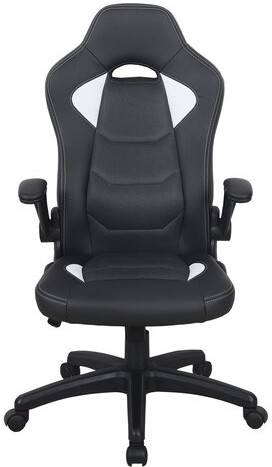 Кресло компьютерное BRABIX "Skill GM-005", откидные подлокотники, экокожа, черное/белое, 532493