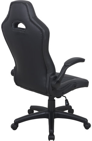 Кресло компьютерное BRABIX "Skill GM-005", откидные подлокотники, экокожа, черное/белое, 532493