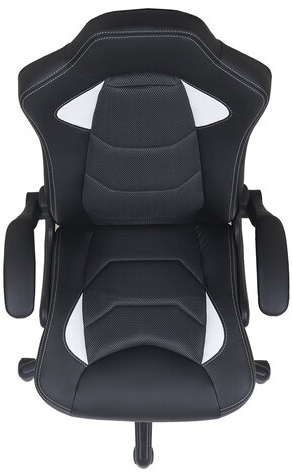 Кресло компьютерное BRABIX "Skill GM-005", откидные подлокотники, экокожа, черное/белое, 532493