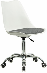 Кресло стул BRABIX &quot;Eames MG-310 CH&quot;, хром, пластик белый, ткань серая, 532924