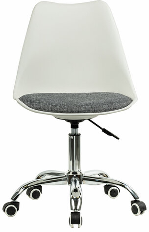 Кресло стул BRABIX "Eames MG-310 CH", хром, пластик белый, ткань серая, 532924