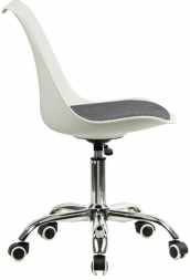 Кресло стул BRABIX &quot;Eames MG-310 CH&quot;, хром, пластик белый, ткань серая, 532924