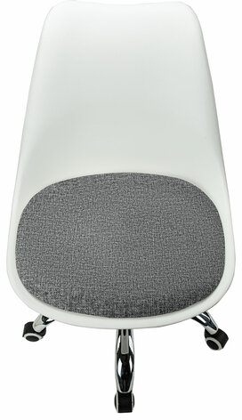 Кресло стул BRABIX "Eames MG-310 CH", хром, пластик белый, ткань серая, 532924