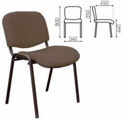 Стул для персонала и посетителей &quot;ИЗО&quot;, черный каркас, ткань коричневая, В-28/С-24