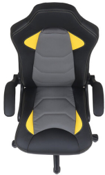 Кресло компьютерное BRABIX "Skill GM-005", откидные подлокотники, экокожа, черное/желтое, 532494