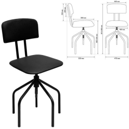 Стул кресло кассира, ресепшен РС66, на винте, без подлокотников, кожзам, черное