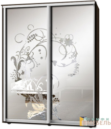 Шкаф-купе 2х дв Стандарт Пескоструй фон матовый № 64