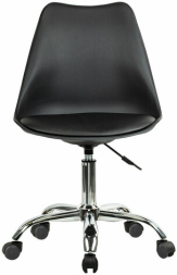 Кресло стул BRABIX "Eames MG-310 CH", хром, пластик черный, экокожа черная, 532925