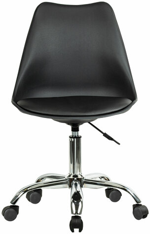 Кресло стул BRABIX "Eames MG-310 CH", хром, пластик черный, экокожа черная, 532925