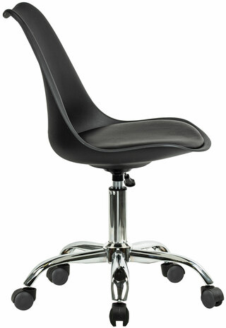 Кресло стул BRABIX "Eames MG-310 CH", хром, пластик черный, экокожа черная, 532925