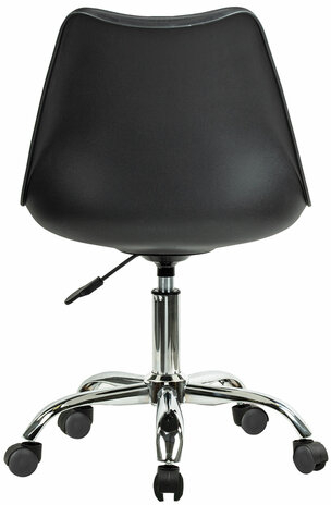 Кресло стул BRABIX "Eames MG-310 CH", хром, пластик черный, экокожа черная, 532925