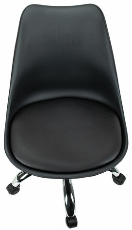 Кресло стул BRABIX "Eames MG-310 CH", хром, пластик черный, экокожа черная, 532925