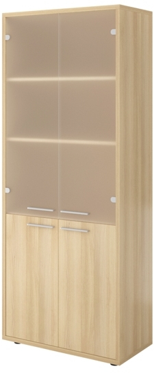 Шкаф высокий ДБ42 (ДБ24+ДБ27*2+ДБ45С*2+ДБ48*2) стекло сатин